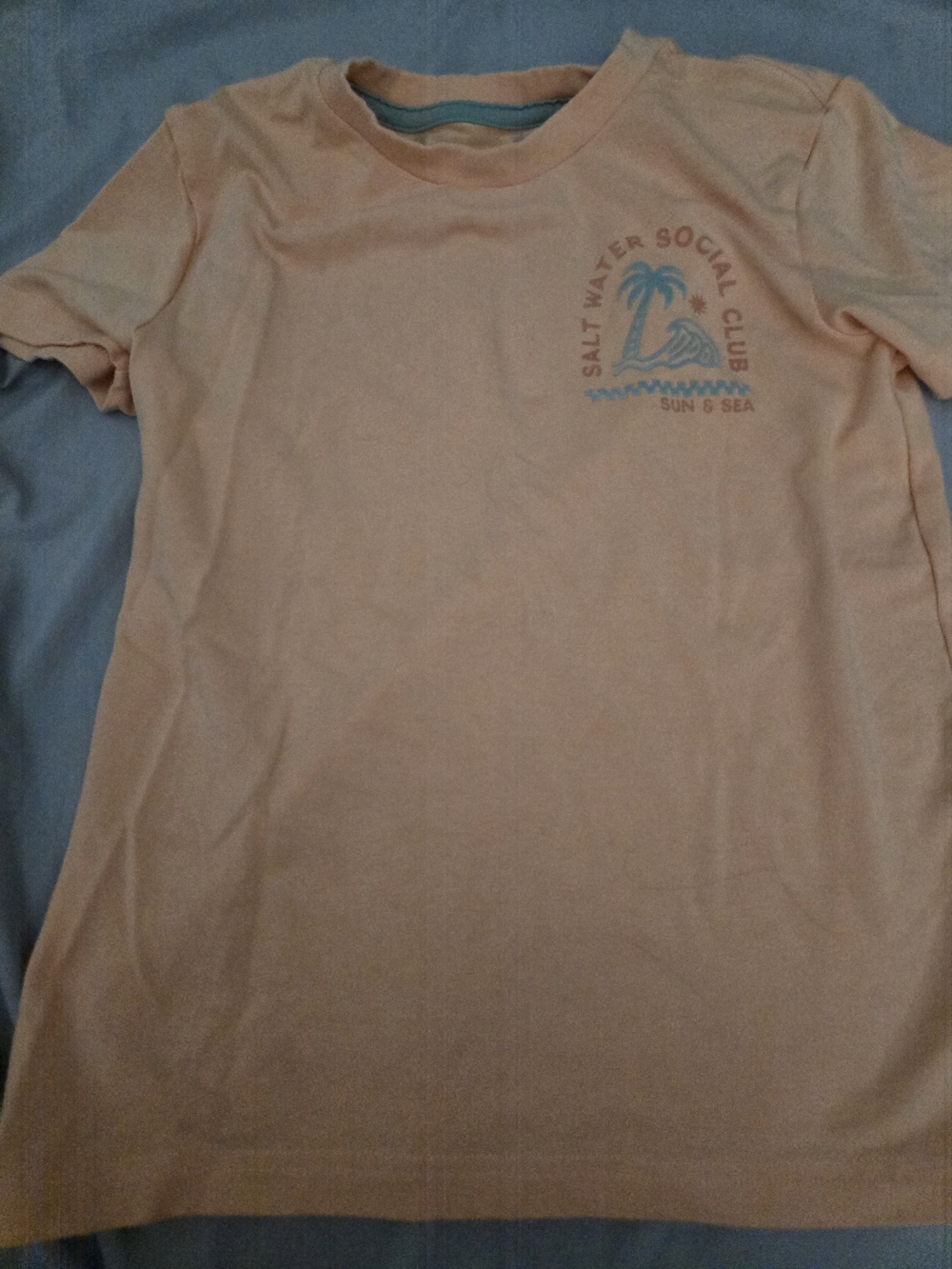 Little Sleepies Peach Short Sleeve Tee with Surf Palm Graphic